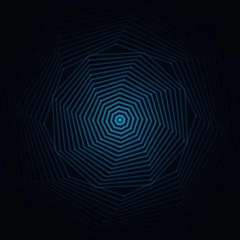 Abstract Geometric Octagon Pattern Animation Blue Glow Dark Background Stock Footage 347259971