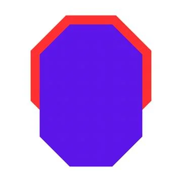 Abstract geometric octagon shape with vibrant purple and red color scheme Illustrazione stock
