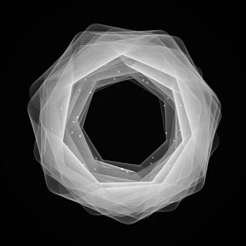 Abstract Geometric Octagonal Fractal Shape Rotating on Black Background Stock Footage 346283196