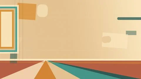 Abstract geometric office background with warm beige and teal shapes, minim.. Illustrazione stock