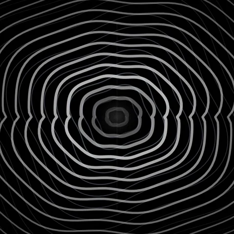 Abstract geometric optical illusion spiral lines on black background Stock Footage 345690785