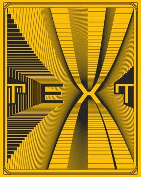 Abstract Geometric Optical Illusion Yellow Black Perspective Poster Art Illustrazione stock