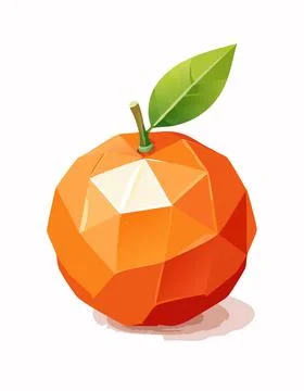An abstract geometric orange fruit in low poly design. Bright orange tones .. Stock Illustration