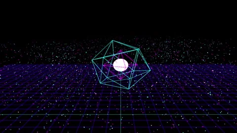 Abstract Geometric Orb Network Pulsing with Light in Digital Space Video stock 345670392