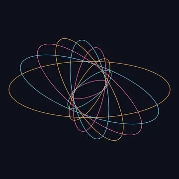 Abstract geometric orbital lines composition art design Stock Illustration
