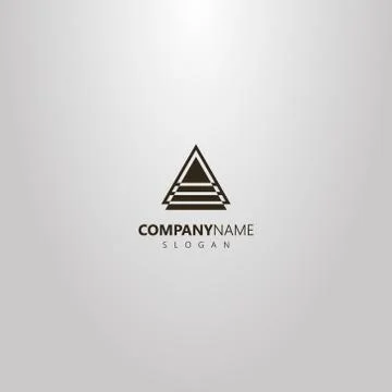 Abstract geometric outline logo of triangle with lines on it Stock Illustration