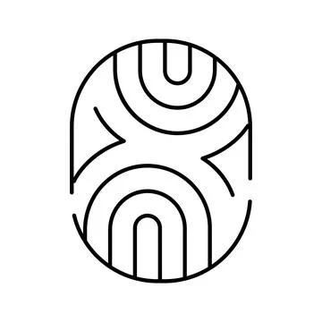 Abstract geometric oval design with black lines Stockillustratie