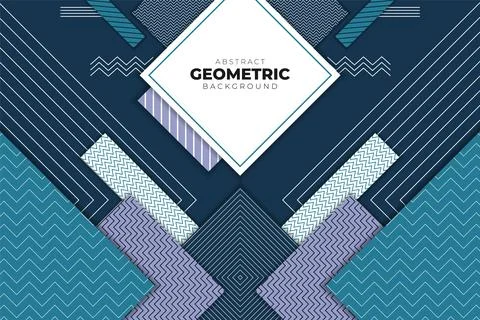 Abstract Geometric Overlapped Shape Blue and White Background with Stripe Stock Illustration