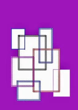 Abstract Geometric Overlapping Rectangles on Purple Background Stock Illustration