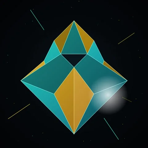 Abstract Geometric Overlapping Shapes Background with Teal and Orange Glow .. Stock Footage 347265133