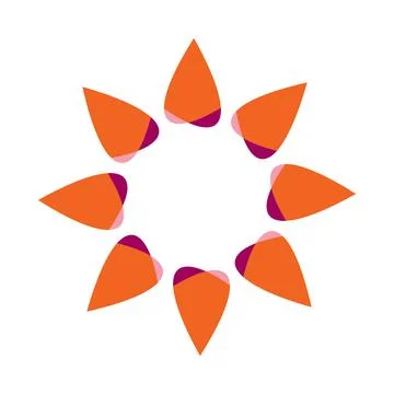 Abstract geometric overlapping teardrop sun mandala Stock Illustration