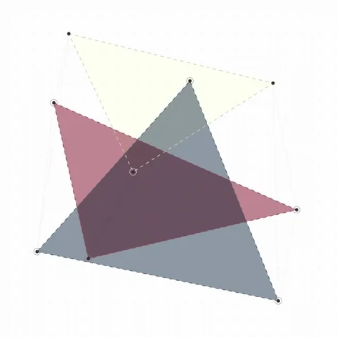 Abstract Geometric Overlapping Triangles with Dots, Minimalist Design Stock Footage 347807074