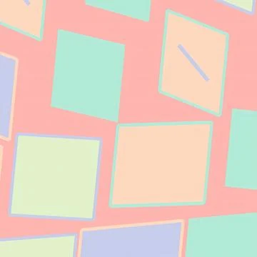 Abstract Geometric Pastel Background with Floating Squares and Lines Stock Illustration