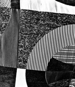 Abstract geometric patchwork fabric texture black and white background Stock Photos