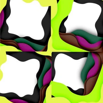 Abstract geometric pattern. 3d paper layers cut out colorful wave background イラスト素材