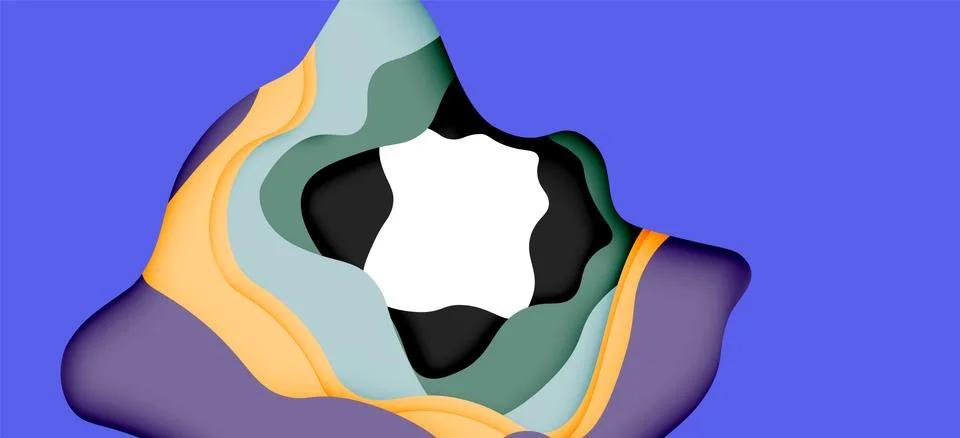 Abstract geometric pattern. 3d paper layers cut out colorful wave background Stock Illustration