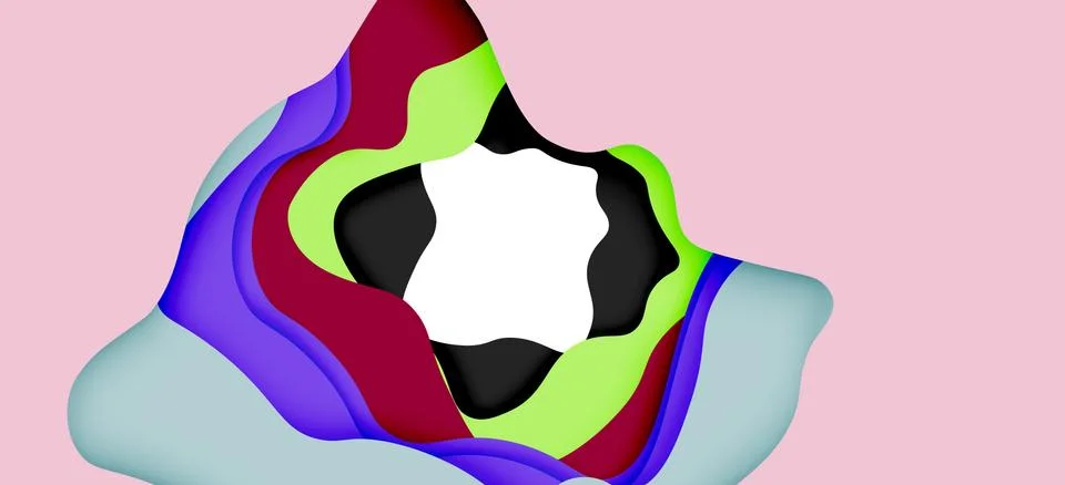 Abstract geometric pattern. 3d paper layers cut out colorful wave background イラスト素材