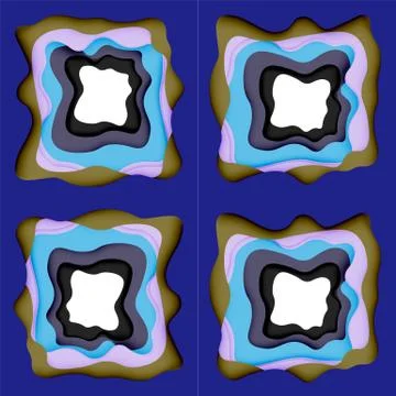 Abstract geometric pattern. 3d paper layers cut out colorful wave background Illustrazione stock