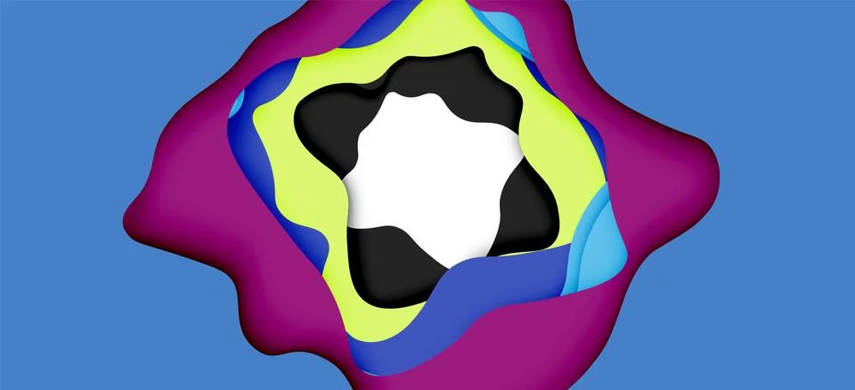 Abstract geometric pattern. 3d paper layers cut out colorful wave background イラスト素材