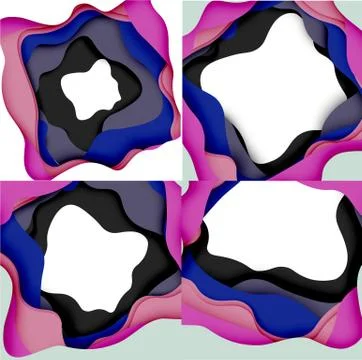 Abstract geometric pattern. 3d paper layers cut out colorful wave background Illustrazione stock