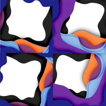 Abstract geometric pattern. 3d paper layers cut out colorful wave background イラスト素材