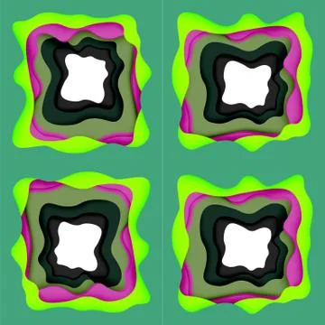 Abstract geometric pattern. 3d paper layers cut out colorful wave background イラスト素材