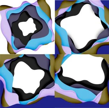 Abstract geometric pattern. 3d paper layers cut out colorful wave background Stock Illustration