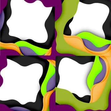 Abstract geometric pattern. 3d paper layers cut out colorful wave background Illustrazione stock