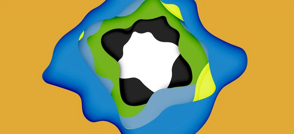 Abstract geometric pattern. 3d paper layers cut out colorful wave background イラスト素材