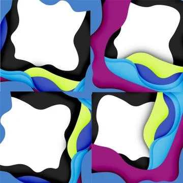Abstract geometric pattern. 3d paper layers cut out colorful wave background 스톡 일러스트