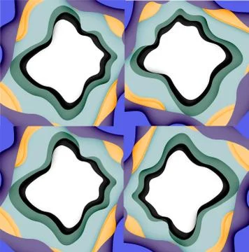 Abstract geometric pattern. 3d paper layers cut out colorful wave background イラスト素材