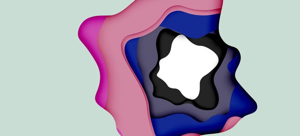 Abstract geometric pattern. 3d paper layers cut out colorful wave background Stock Illustration