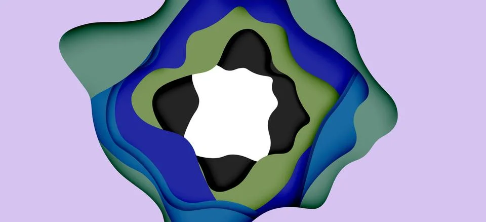 Abstract geometric pattern. 3d paper layers cut out colorful wave background Illustrazione stock