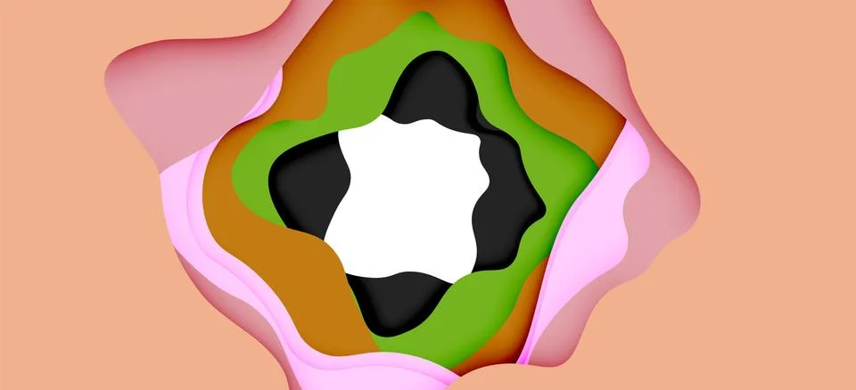 Abstract geometric pattern. 3d paper layers cut out colorful wave background Stock Illustration