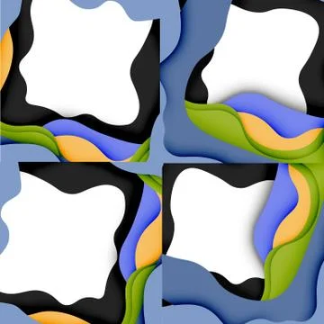 Abstract geometric pattern. 3d paper layers cut out colorful wave background イラスト素材