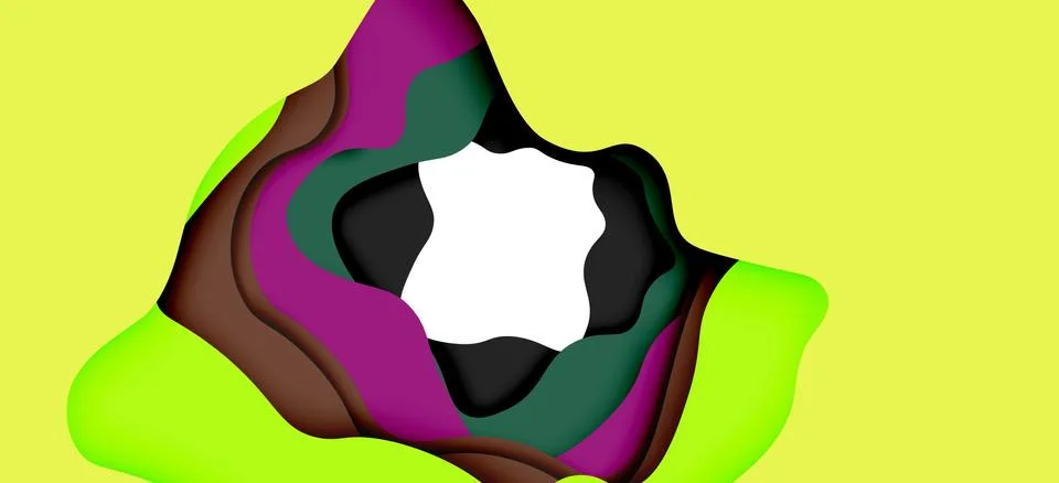 Abstract geometric pattern. 3d paper layers cut out colorful wave background Ilustración de archivo