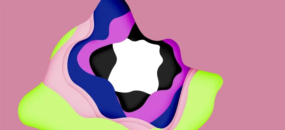 Abstract geometric pattern. 3d paper layers cut out colorful wave background Stock Illustration