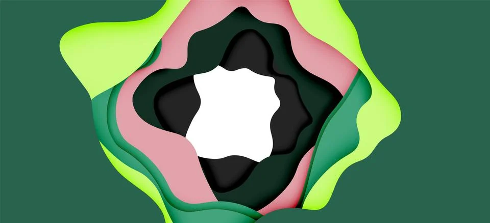 Abstract geometric pattern. 3d paper layers cut out colorful wave background イラスト素材