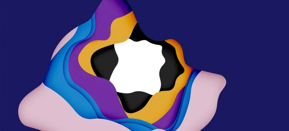 Abstract geometric pattern. 3d paper layers cut out colorful wave background Illustrazione stock