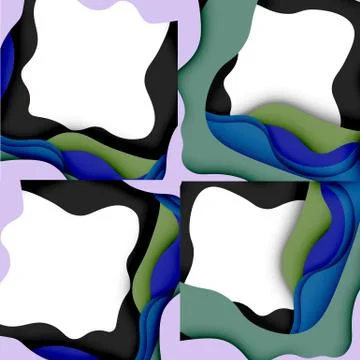 Abstract geometric pattern. 3d paper layers cut out colorful wave background Illustrazione stock