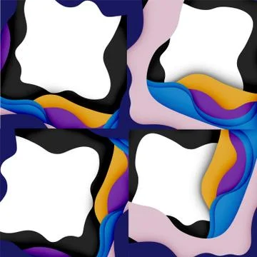Abstract geometric pattern. 3d paper layers cut out colorful wave background Illustrazione stock