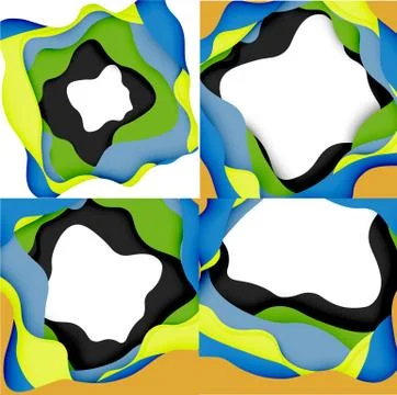 Abstract geometric pattern. 3d paper layers cut out colorful wave background イラスト素材