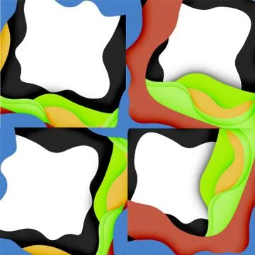 Abstract geometric pattern. 3d paper layers cut out colorful wave background Illustrazione stock