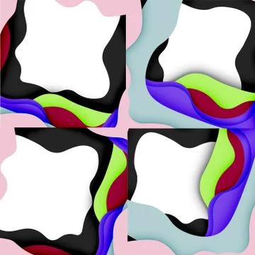 Abstract geometric pattern. 3d paper layers cut out colorful wave background 库存插图
