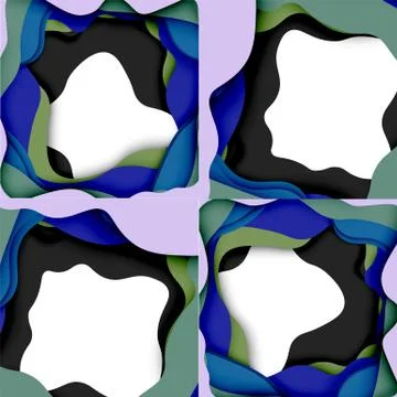 Abstract geometric pattern. 3d paper layers cut out colorful wave background Stock Illustration