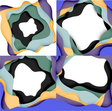 Abstract geometric pattern. 3d paper layers cut out colorful wave background Illustrazione stock