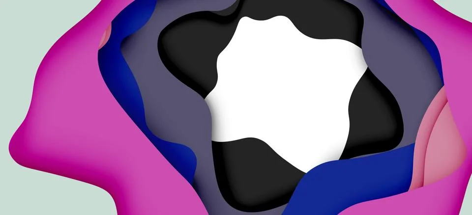 Abstract geometric pattern. 3d paper layers cut out colorful wave background イラスト素材