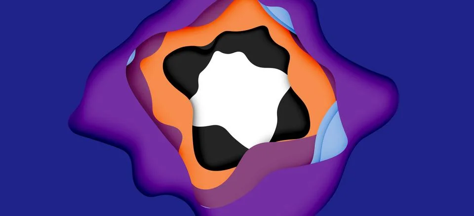 Abstract geometric pattern. 3d paper layers cut out colorful wave background Illustrazione stock