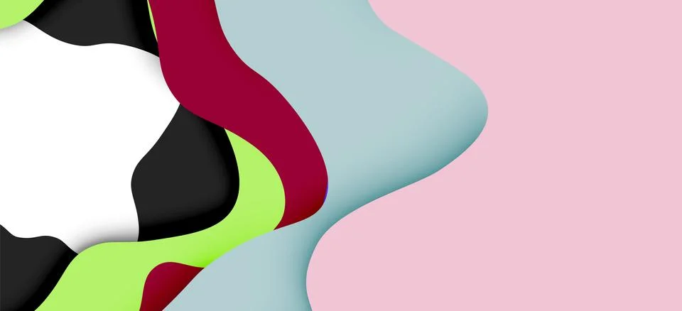 Abstract geometric pattern. 3d paper layers cut out colorful wave background Stock Illustration