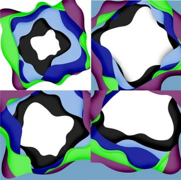Abstract geometric pattern. 3d paper layers cut out colorful wave background イラスト素材